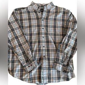 Vintage GAP Men's Blue Plaid Shirt L